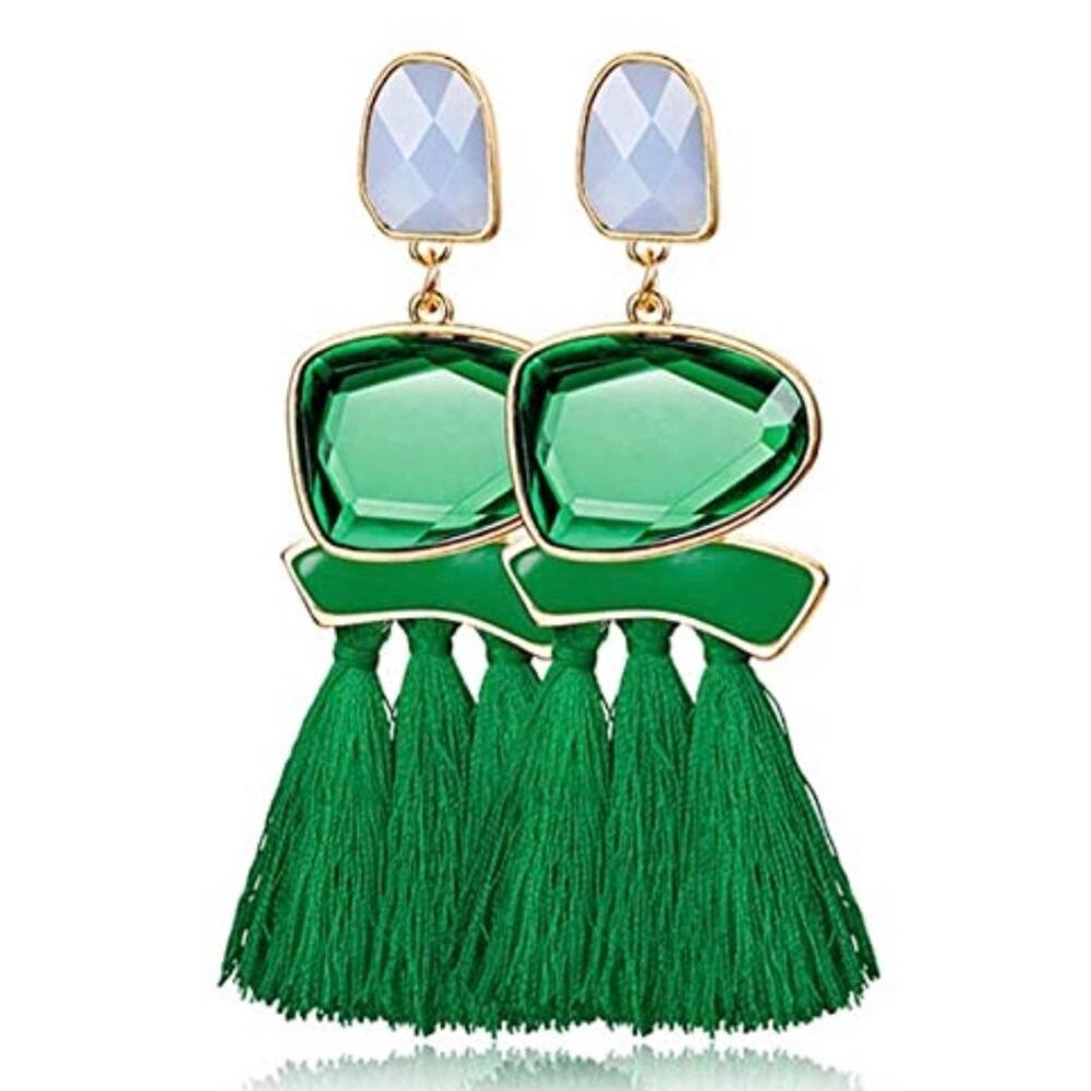 Jewel Tassel Drop Earrings